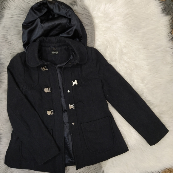 Topshop Jackets & Blazers - Topshop duffle hooded clasp coat
